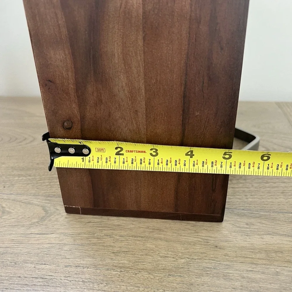 Crate And Barrel Boyd Acacia Wood Flatware Caddy Lacquer Finish Stainless Steel